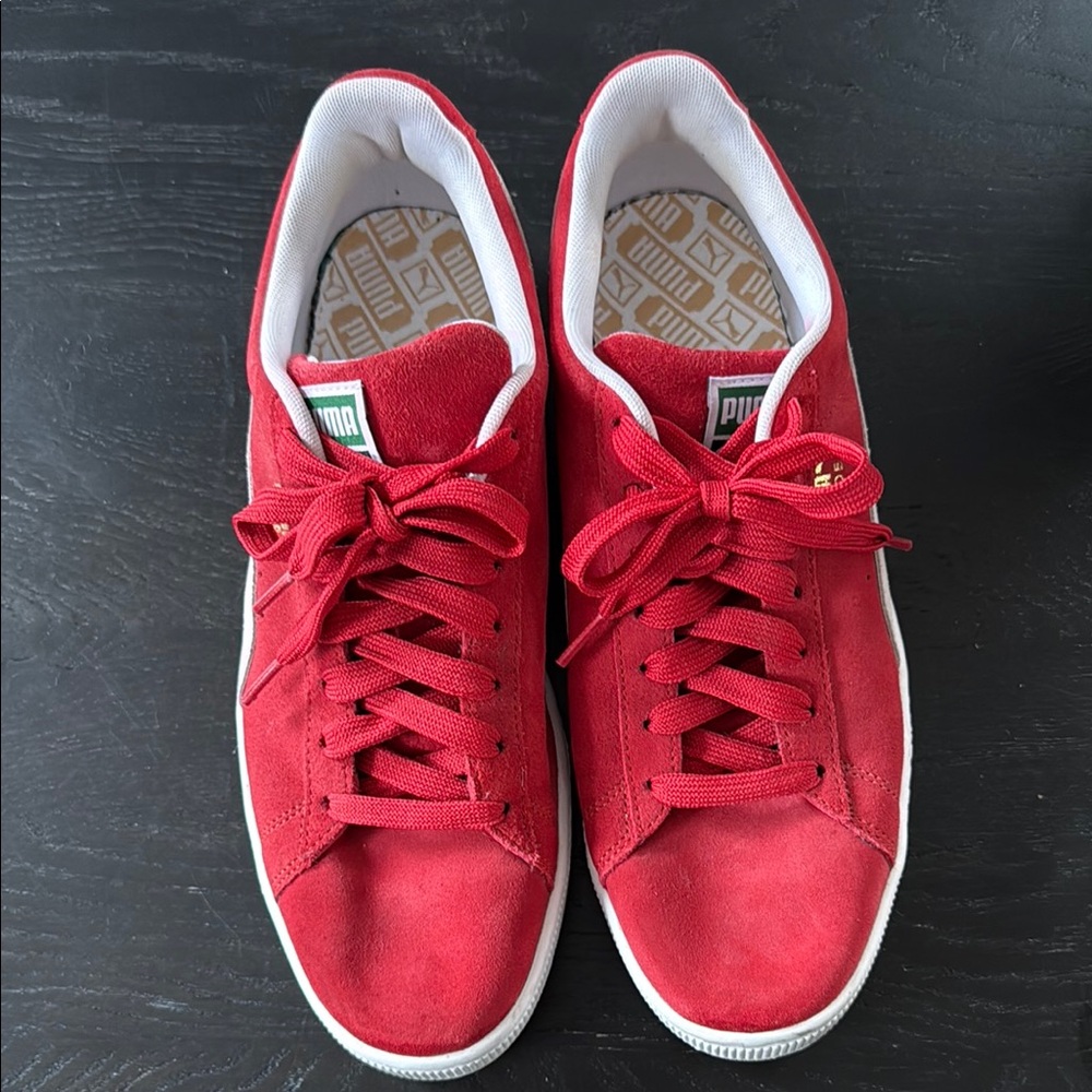 Puma Suede Red and White Sneakers Classic Low-Top Design